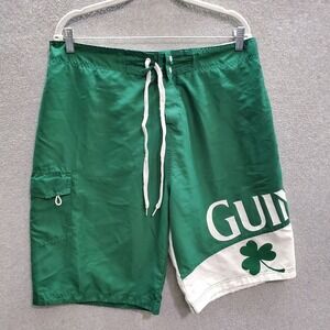 Guinness Men Swimwear 2XL Green‎ Colorblock Trunks 3 Leaf Clover Beer 11" Inseam